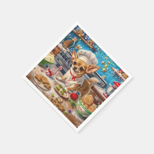 チワホアホリデーベーキング:フェスティバルクリスマス スタンダードカクテルナプキン (角)