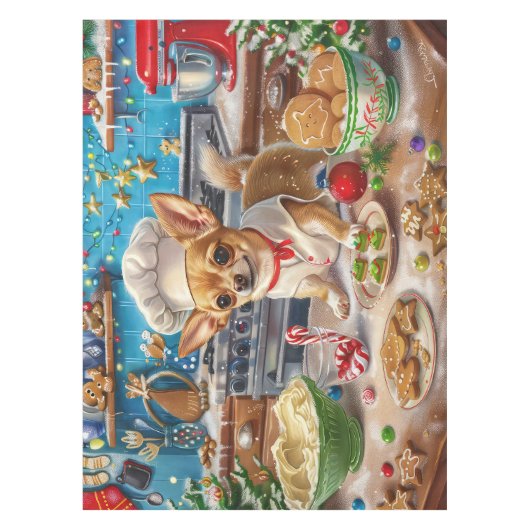 チワホアホリデーベーキング:フェスティバルクリスマス テーブルクロス (正面)