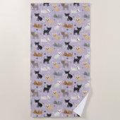 チワホアボーンズとポーズパープル ビーチタオル (正面)