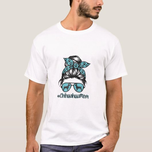 チワホアママ乱雑バンヘアメガネ犬ママ犬L Tシャツ (正面)