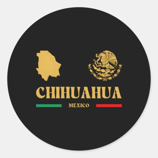 チワホアメキシコとメキシコのエンブレムChihuahua Mex ラウンドシール (正面)