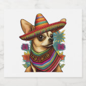 チワホアメキシコシンコデマヨおもしろい犬 スパークリングワインラベル (シングルラベル)