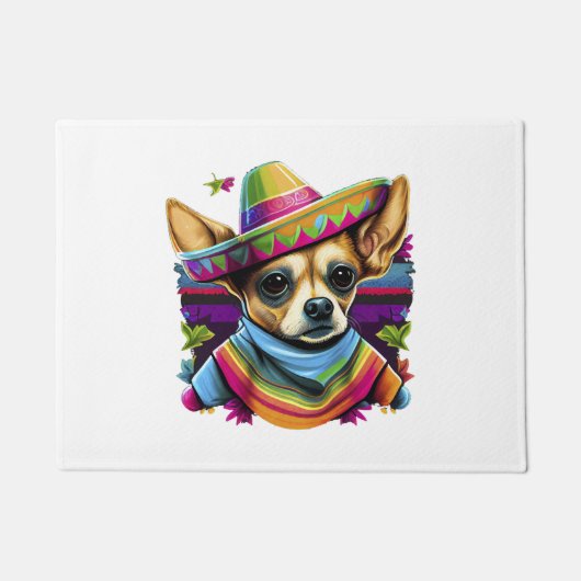チワホアメキシコシンコデマヨおもしろい犬 ドアマット (正面)