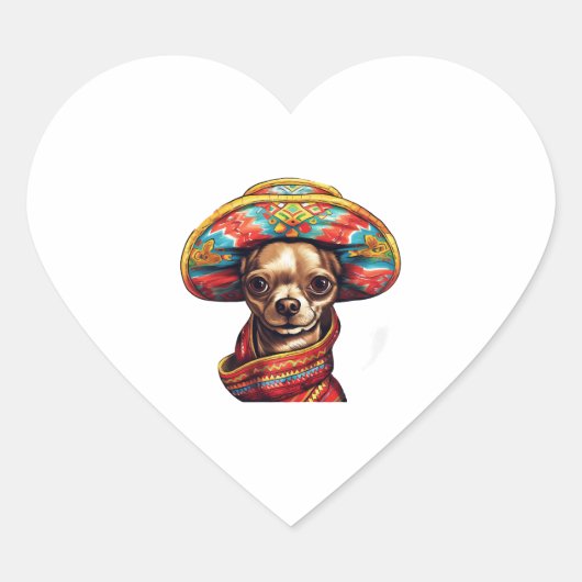 チワホアメキシコシンコデマヨおもしろい犬 ハートシール (正面)