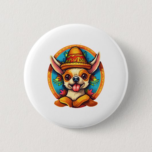 チワホアメキシコシンコデマヨおもしろい犬 缶バッジ (正面)