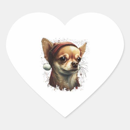 チワホアメリークリスマスクリスマスクリスマスツリーかわいい ハートシール (正面)