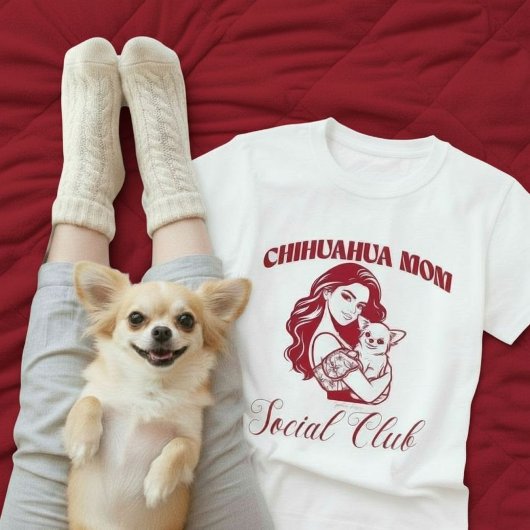 チワホアモマソーシャルクラブラインアート犬のオーナーギフト Tシャツ