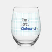 チワホアモマライブラブストライプ ステムなしワイングラス (正面)