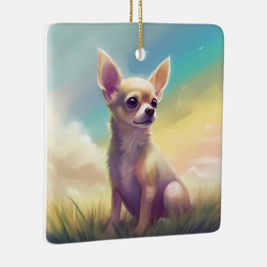 チワホアレインボーブリッジペットドッグメモリアル悔やみや弔慰 セラミックオーナメント (右)