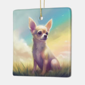 チワホアレインボーブリッジペットドッグメモリアル悔やみや弔慰 セラミックオーナメント (左)