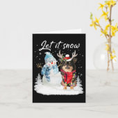 チワホアロングヘアサンタドッグクリスマス雪だるま カード (黄色い花)