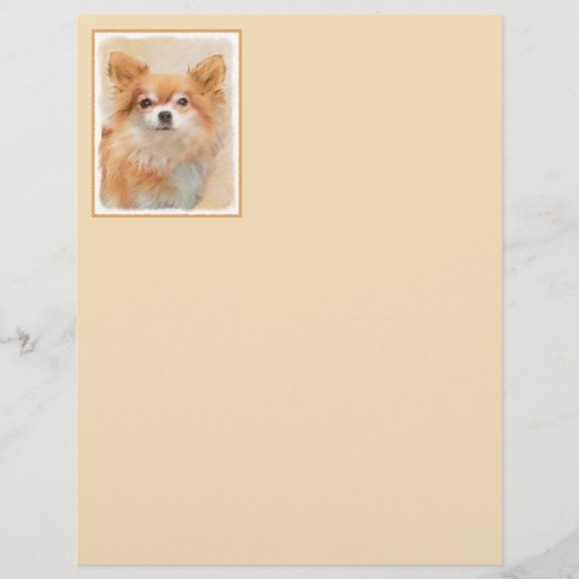 チワホアロングヘアドッグ絵を描ズオリジナルアート (正面)