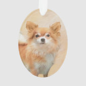 チワホアロングヘアドッグ絵を描ズオリジナルアート オーナメント (裏面)