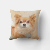 チワホアロングヘアドッグ絵を描ズオリジナルアート クッション (裏面)