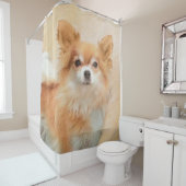 チワホアロングヘアドッグ絵を描ズオリジナルアート シャワーカーテン (インサイチュ)