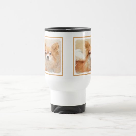 チワホアロングヘアドッグ絵を描ズオリジナルアート トラベルマグ (中央)