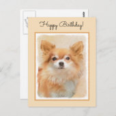 チワホアロングヘアドッグ絵を描ズオリジナルアート ポストカード (正面/裏面)