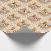 チワホアロングヘアドッグ絵を描ズオリジナルアート ラッピングペーパー (角)