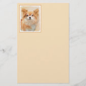 チワホアロングヘアドッグ絵を描ズオリジナルアート 便箋 (正面)