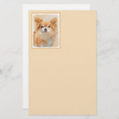 チワホアロングヘアドッグ絵を描ズオリジナルアート 便箋 (正面/裏面)