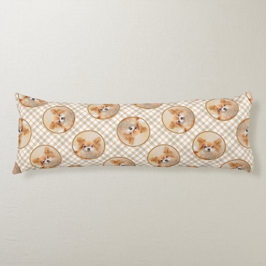 チワホアロングヘア絵を描ズオリジナルドッグアート ボディピロー (正面)
