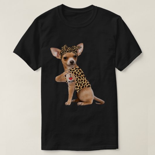 チワホア恋人i愛ママTattoo Leopard母' Tシャツ (デザイン正面)