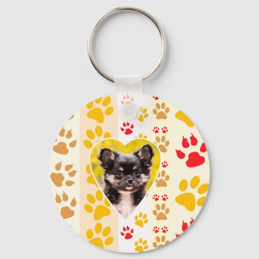 チワホワハートポープリントズ キーホルダー (正面)