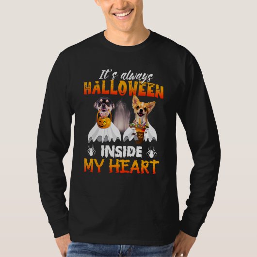 チワワいつも私の部屋の中でトリックや治療をする Tシャツ (正面)