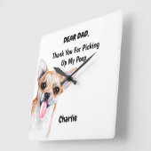 チワワおもしろいパパ水彩イヌアート スクエア壁時計 (傾斜)