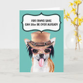 チワワおもしろいワ·ウィッシング·オーバー·ジョーク·ことわざ カード (黄色い花)