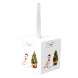 チワワおもしろいーのクリスマスドッグ キューブオーナメント