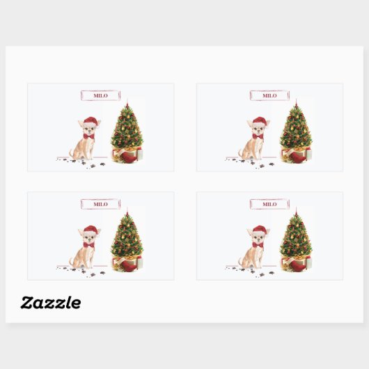 チワワおもしろいーのクリスマスドッグ 長方形シール (シート)