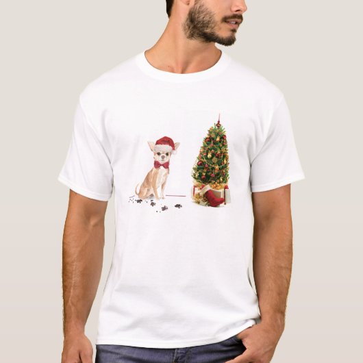 チワワおもしろいーのクリスマスドッグ Tシャツ (正面)