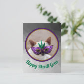 チワワかわいいハッピーマルディグラスパークリーのマスクフォト ポストカード (スタンド正面)