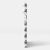 チワワかわいい犬のシルエットグリッドホワイト iPhoneケース (左側面)