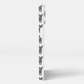 チワワかわいい犬のシルエットグリッドホワイト iPhoneケース (右側面)