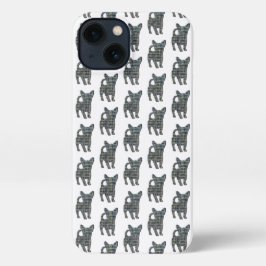 チワワかわいい犬のシルエットグリッドホワイト iPhone 13ケース