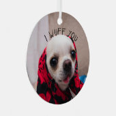 チワワかわいい私はあなたがバレンタインを愛することを願う メタルオーナメント (正面右)