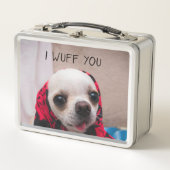 チワワかわいい私はあなたがバレンタインを愛することを願う メタルランチボックス (正面)