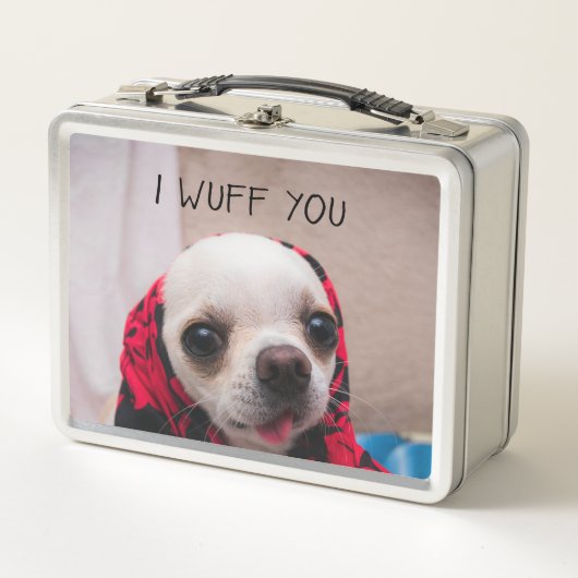 チワワかわいい私はあなたがバレンタインを愛することを願う メタルランチボックス (正面)