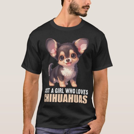 チワワが大好きな女の子 チワワ 犬 チワフ Tシャツ (正面)