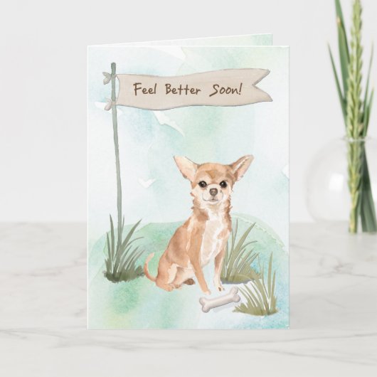 チワワが手術後に元気になる応援メッセージを犬に送る カード (正面)