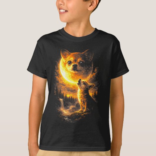 チワワが月に吠える 面白い犬 ビンテージ 90年代 Tシャツ (正面)