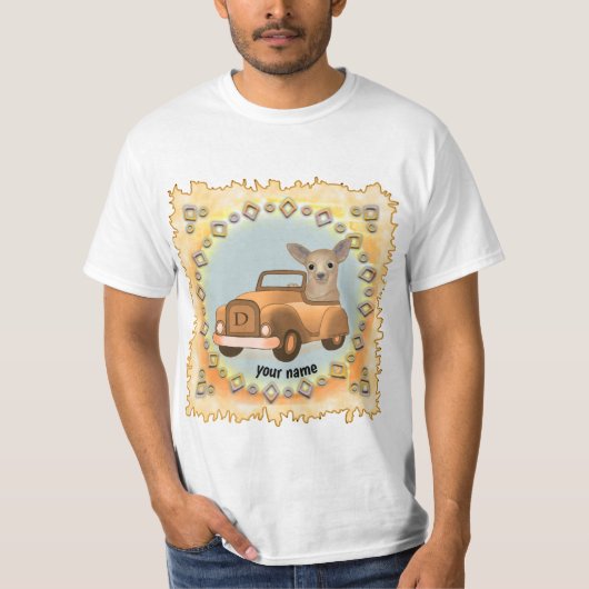チワワが車を運転 Tシャツ (正面)