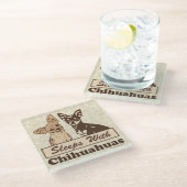 チワワとの睡眠 ガラスコースター (アングル)