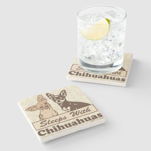 チワワとの睡眠 ストーンコースター (横)