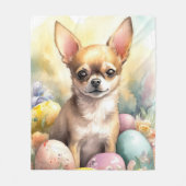 チワワとイースターエッグホリデー フリースブランケット (正面)