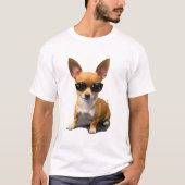 チワワとサングラス Tシャツ (正面)