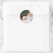 チワワとサンタクロースアートステッカー ラウンドシール (バッグ)