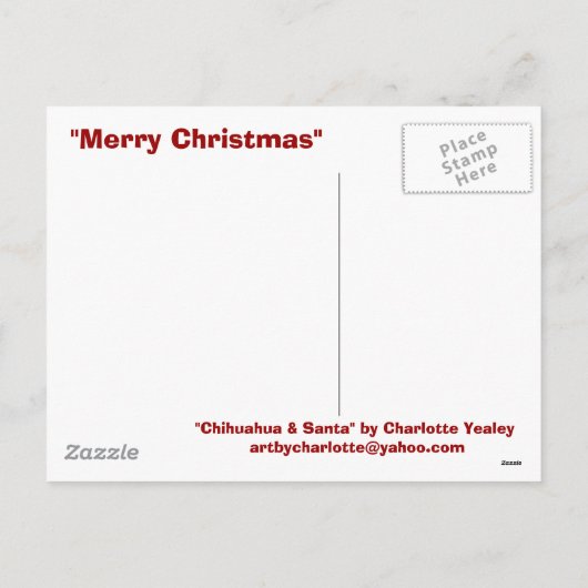 「チワワとサンタ」ドッグアートクリスマスポストカード シーズンポストカード (裏面)